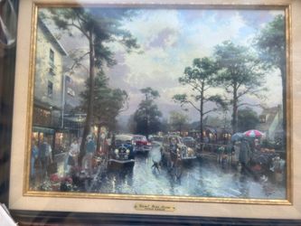 New/Unopened Thomas Kinkade "Carmel, Ocean Avenue on a Rainy Afternoon" Framed Print w/ COA