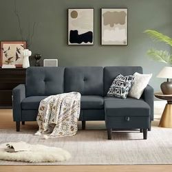 🟢 Dark Grey 3-seater Storage Sofa 