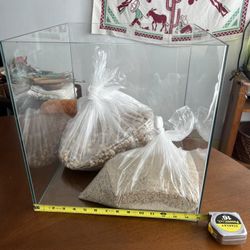 Glass Aquarium Fish Tank With Sand And River Pebbles