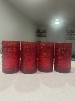 Beaded Red Glass Cups