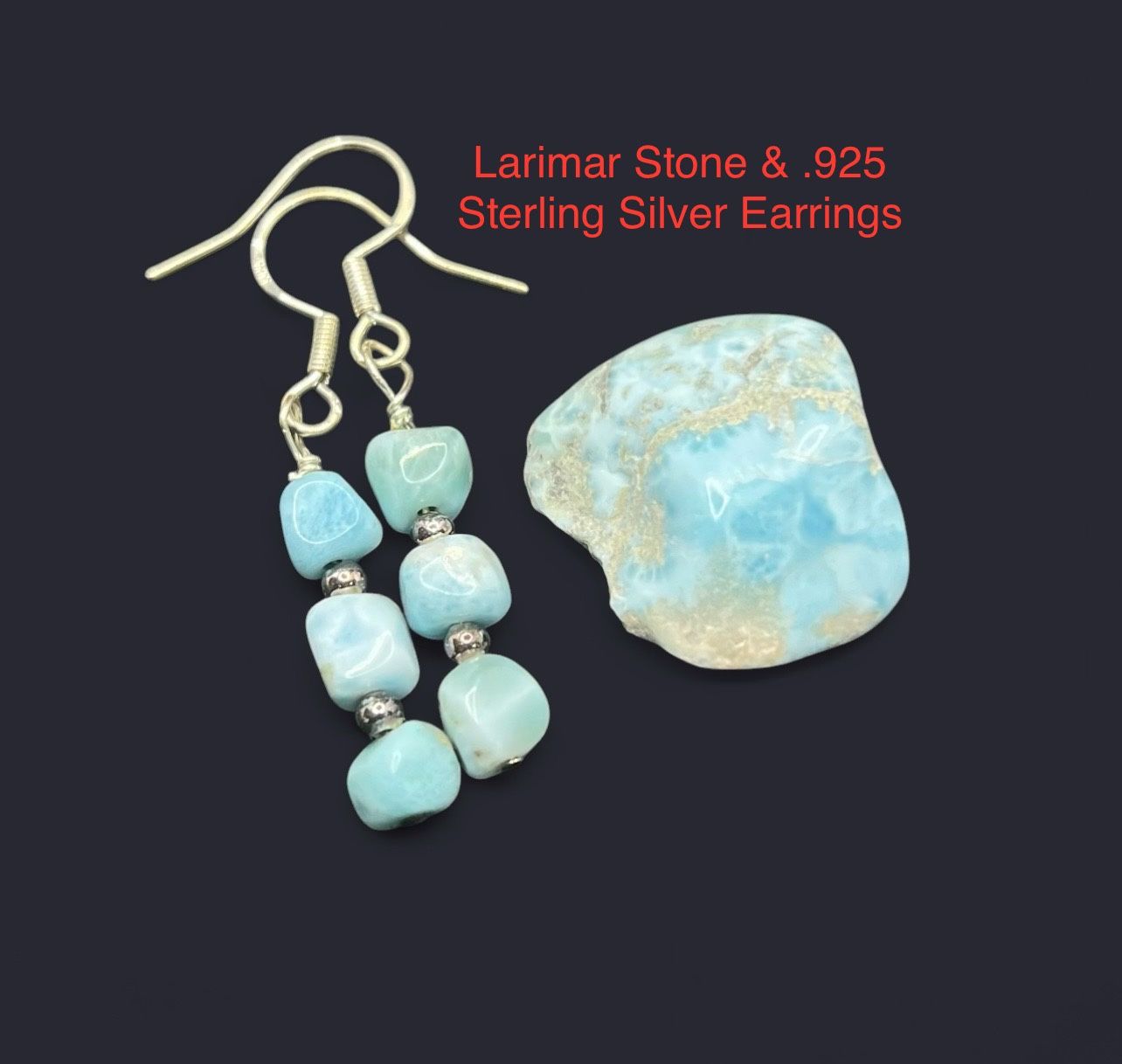 Larimar Genuine Stone set From Dominican Republic