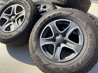 5 2020 Jeep Wrangler wheels Goodyear Kevlar Tires All-terrain 245/75/17