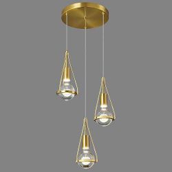  New- Gold Dandelion - 3 Pendant -LED Hanging- Light Fixture