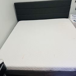 Novilla 10 inch King Mattress + Allewie Fabric Bed Frame – Bought Aug 2022 – Moving Sale – $280
