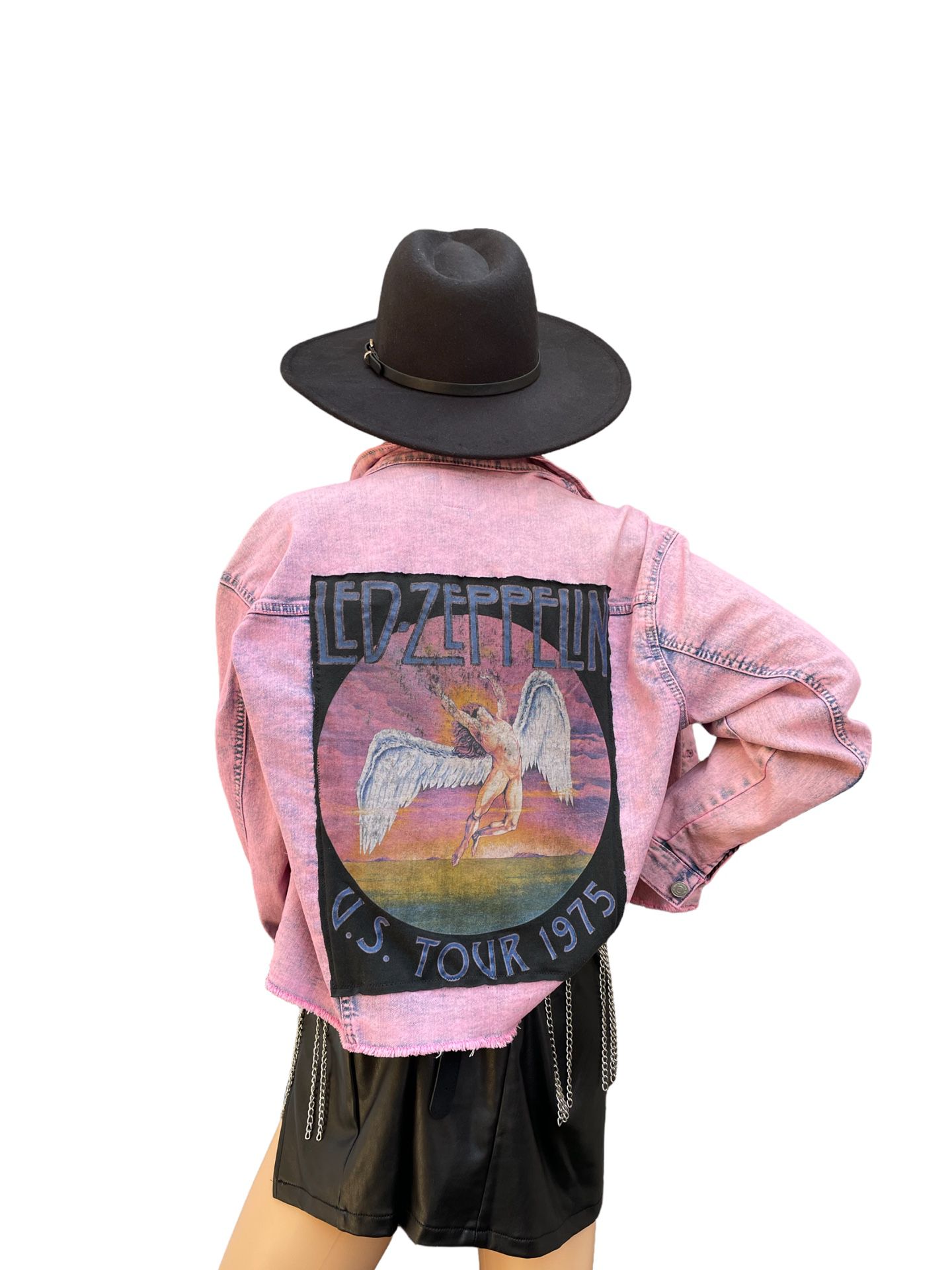 Led Zeppelin Pink Jean Jacket (Womens medium/ large)