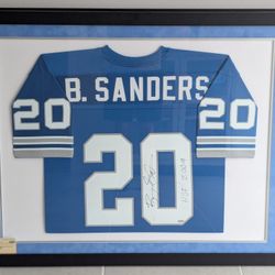 Barry Sanders Framed Autographed Jersey 