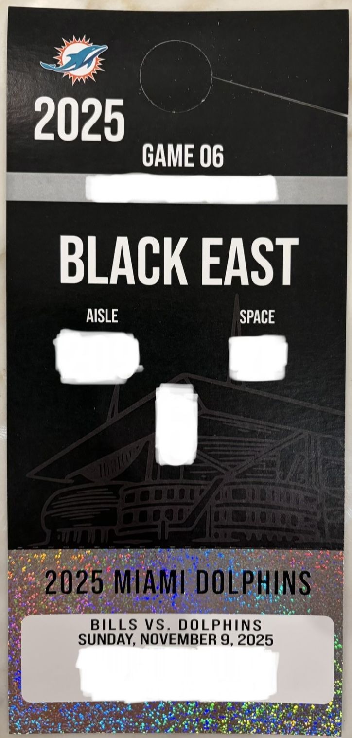 Dolphins / Bills - Black East Parking pass - Nov. 9 