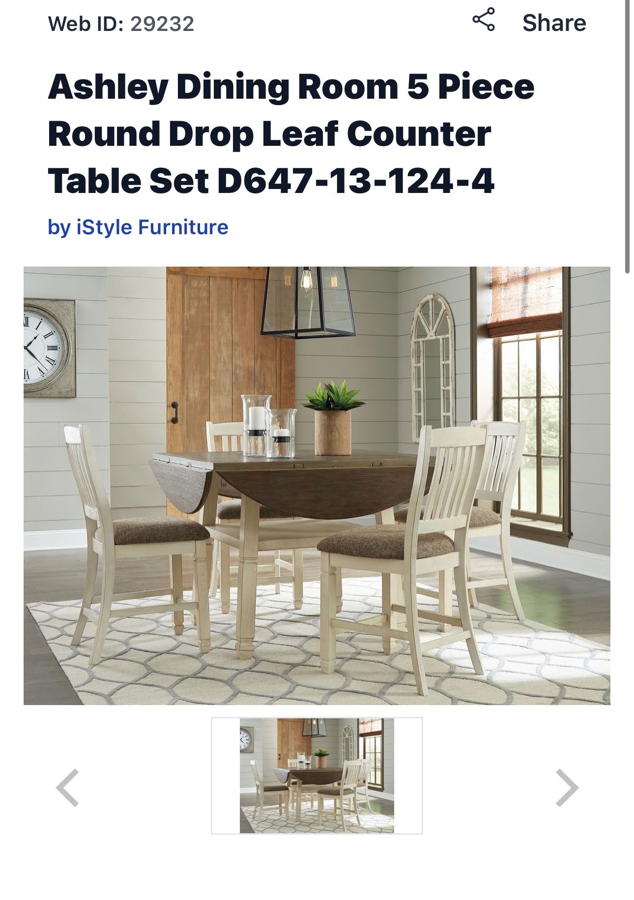 Ashley Dining Room 5piece Table Set