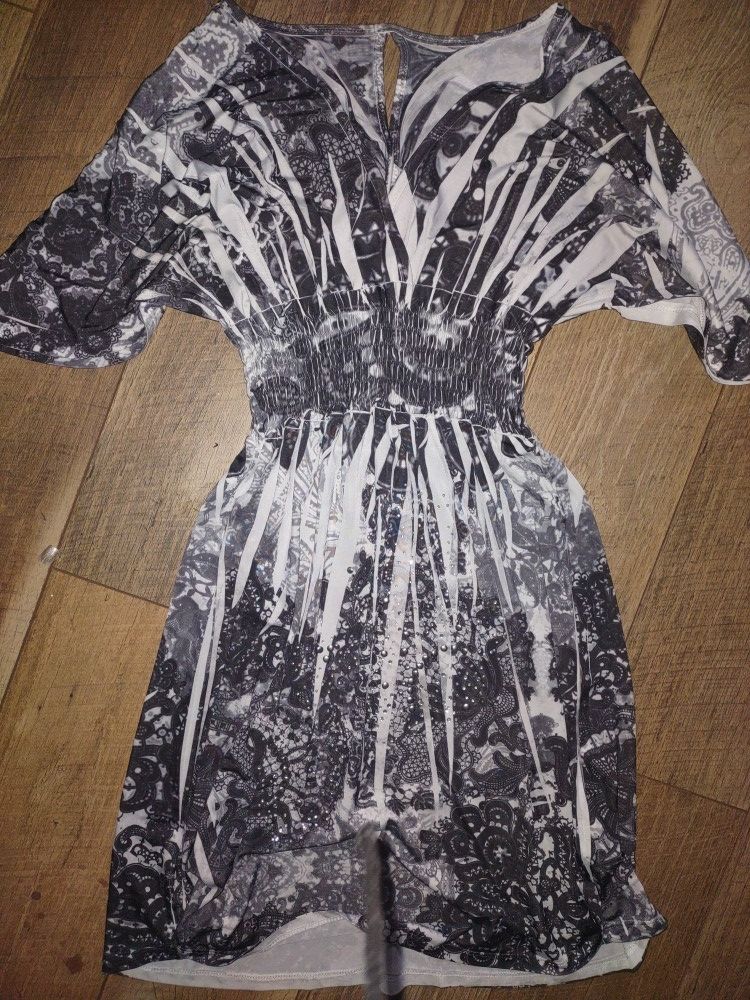 Womens Gray And White Dress