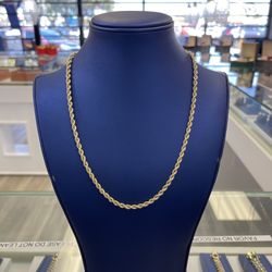 Rope Chain 14k Gold 4 Mm By 22 Incby