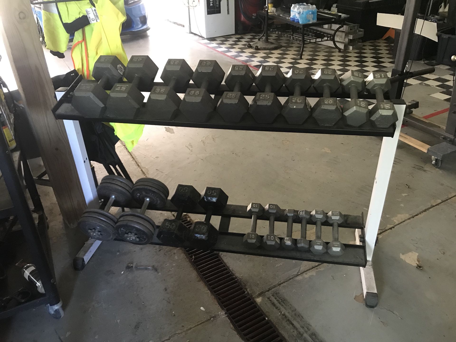 Updated listing hex head dumbbells and Rack System