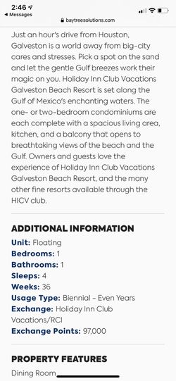 Holiday Inn Club Vacations Galveston Beach Resort can be used at any Holiday Inn Vacation sites and/or RCI Thumbnail