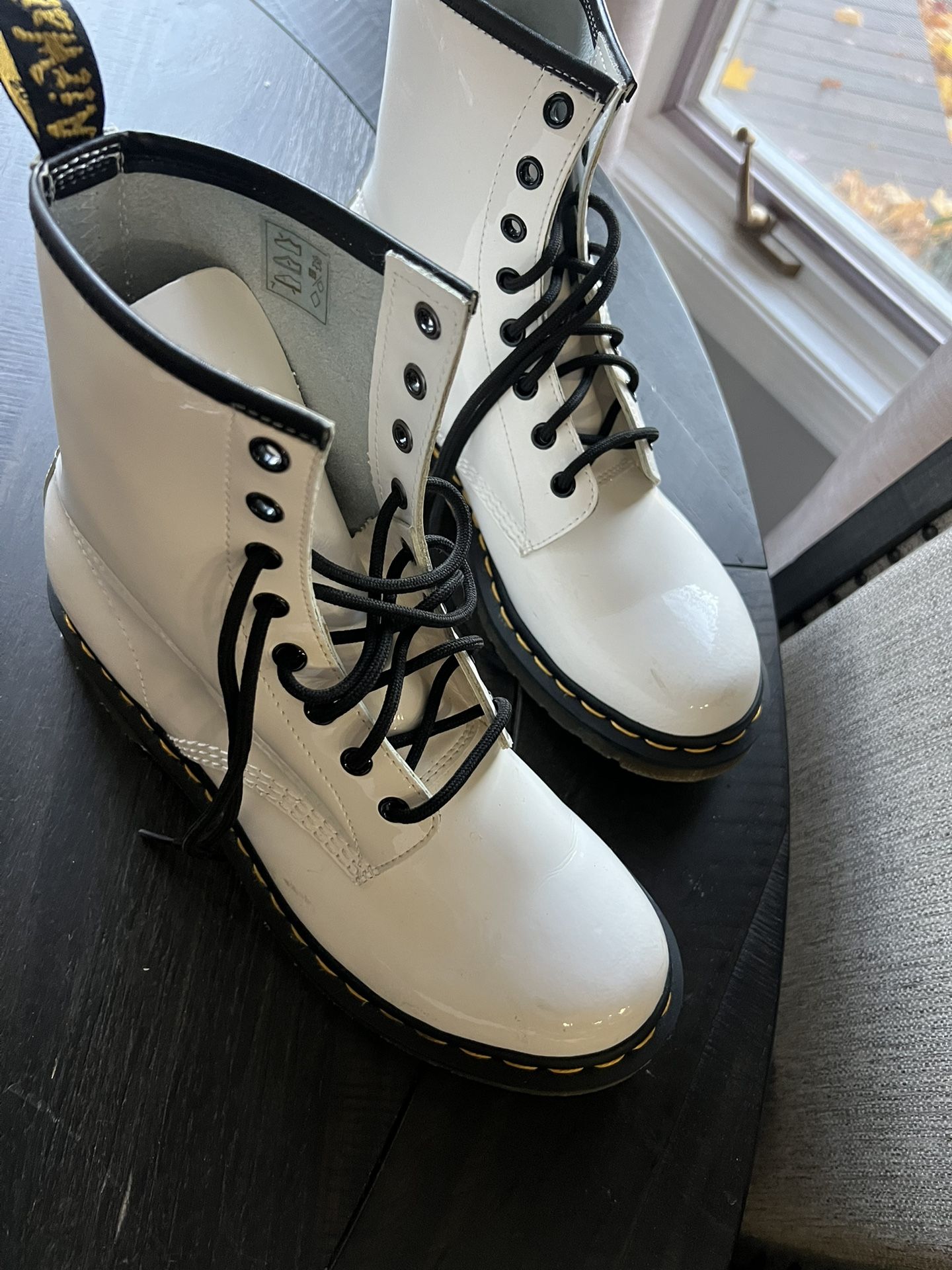 Dr Martens White Patent Boots