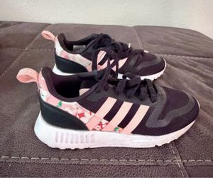 Adidas Girls Sneakers Black Pink Floral Size 1