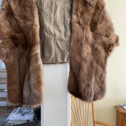 Fur Hat And Fur Wrap With Clutch