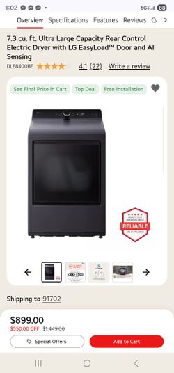 Lg Electric Dryer 220v Delivery Available 