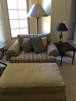 Comfy chair and a half plus ottoman