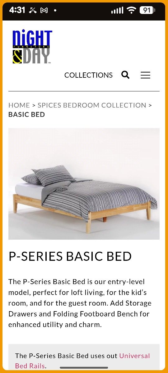 Night And Day P Series Full Wooden Bed Frame $100