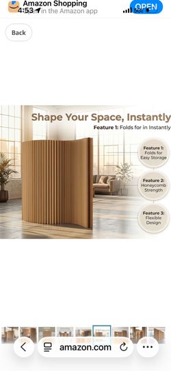 Folding Paper Room Divider Panel, Portable Partitions Wall Divider for Room Separation, Retractable Accordion Privacy Screens for Dorm Studio Office, 