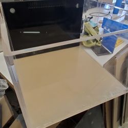24x24x16 Rimless 3/4" Acrylic,  Black Back,  Polished Edges,  Rounded Corners,  External Overflow