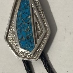 Vintage Bolo Tie Turquoise And Silver 