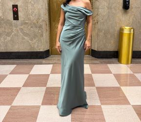 Azazie Sage Satin Dress