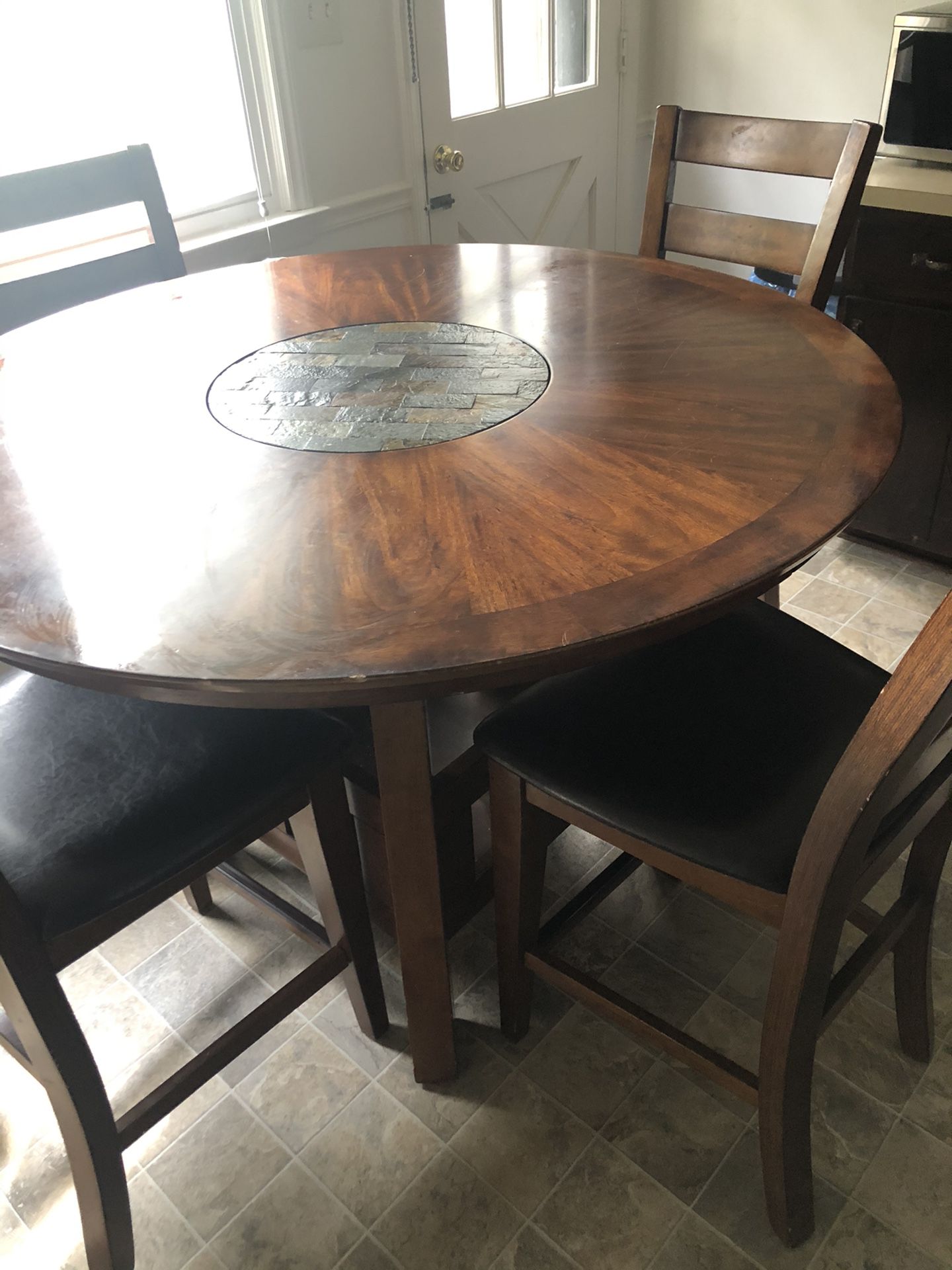 Round bar height kitchen dining table