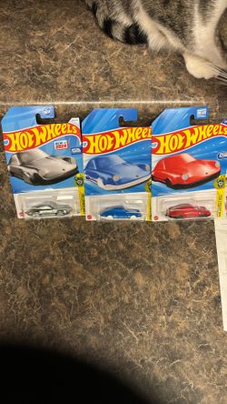 Hot Wheels Porsche Clips Red And Blue And Silver