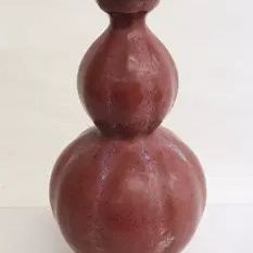 Vintage Chinese Red Glazed Gord Shaped Vase 