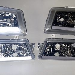 03-06 chevy silverado led chrome housing clear headlights