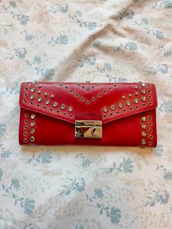 Prada Red Leather Studded Wallet