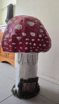 Large Handmade Paper Mache Mushroom Sculpture