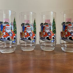 Coca Cola Christmas Tumblers Set Of 4 about 5.75” tall