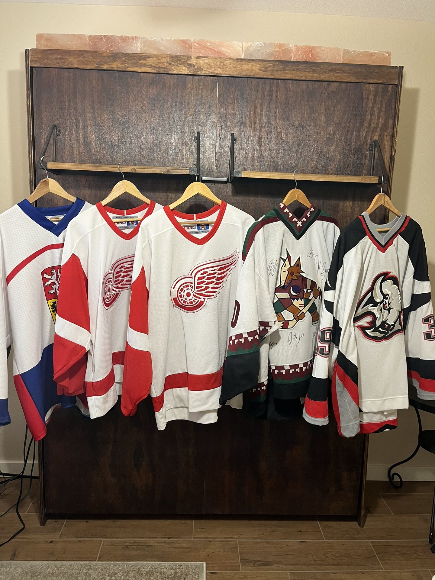 Dominik Hasek #39 and Mikhail Shtalenkov #30 Hockey Jerseys, Famous Goalkeepers