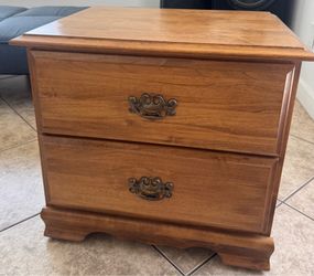 Vintage 2-Drawer Wood Nightstand