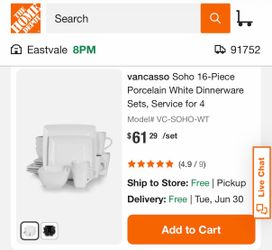 Soho 16-Piece Porcelain White Dinnerware Sets, Service for 4