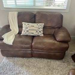 Beautiful Brown Leather Reclining Sofa 