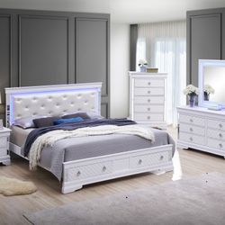 Queen Storage Bedroom Set With LED And Queen Mattrsss