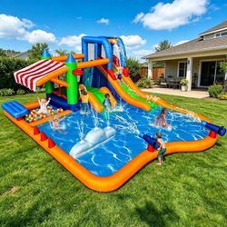 Inflatable Bounce House Water Slide With Splash Pool W2554-7
