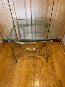 Vintage Hollywood Regency Brass & Glass End Tables | Neoclassical Hollywood Regency