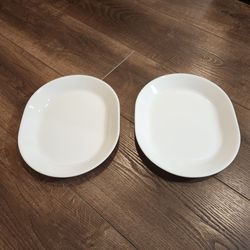 set of 2 Corelle Winter Frost White Platter - Corelle Dishes - Serving Platter - Corning Ware Dishes, 12"×10" good condition