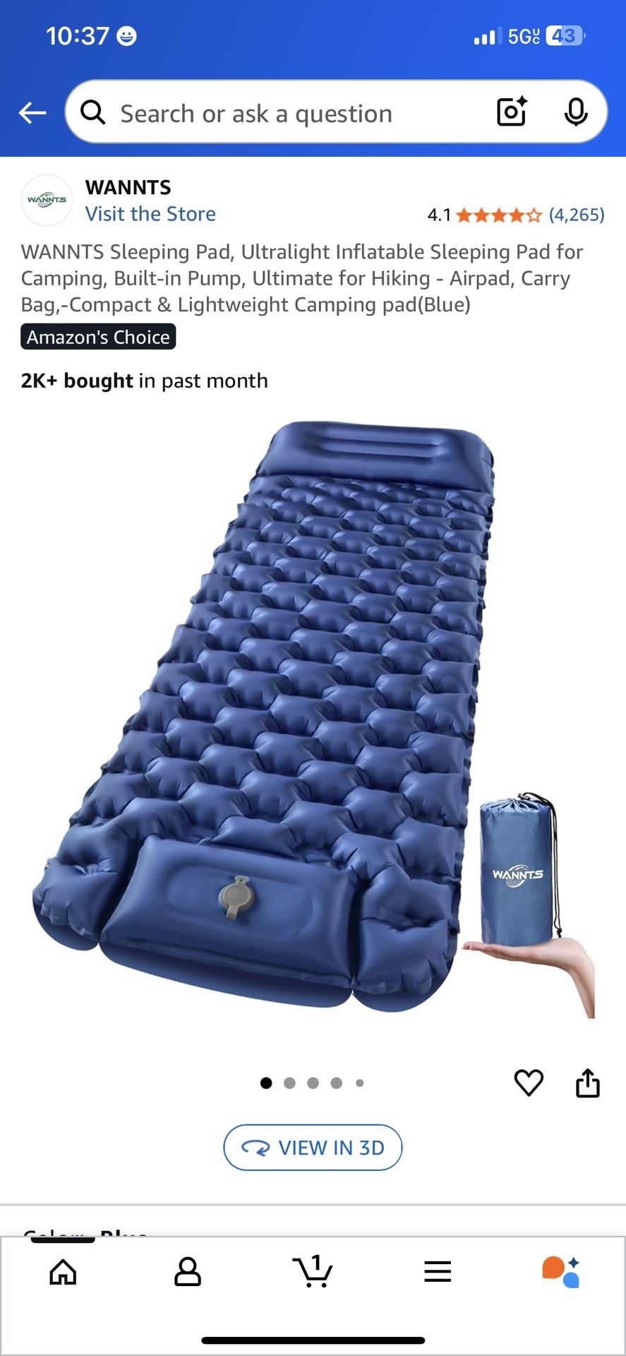 WANTS Sleeping Pad, Ultralight Inflatable Sleeping Pad for Camping, Built-in Pump, Ultimate for Hiking - Airpad, Carry Bag,-Compact & Lightweight Camp