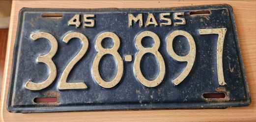 Vintage 1945 Massachusetts license plate
