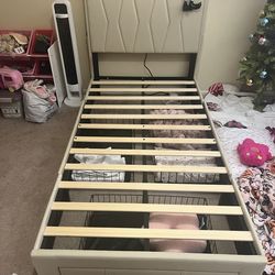 Brand new twin bed frame with free mattress and mattress protector