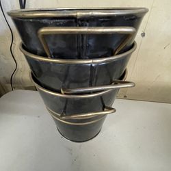 3 Metal Flower Pots ‘5 Inch’—New