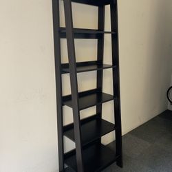 Dark Brown /Espresso Five Shelf Bookcase Ladder Style