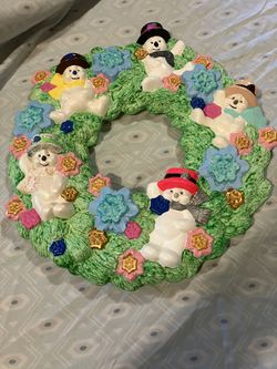 Hand Painted Snowman Wreath 