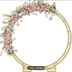 Round Metal Golden Arch Backdrop Stand 