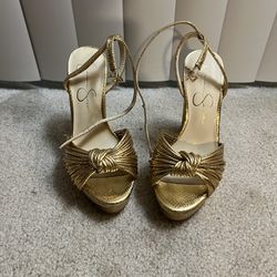 Jessica Simpson Immie Platform Sandal in Gold Snake Size 5.5