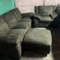 Couch with ottoman and matching chair. We sell all the time good condition for extra delivery local